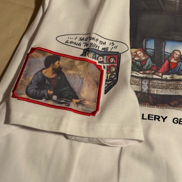 White Graphic Tee LAST SUPPER “COVID “ART WEAR - Picture 3 of 4